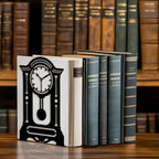 Peacoblue Metal Bookends for Shelves, Modern Decorative Heavy Duty Study Book Ends Stoppers for Office, Desk, Shelf, Room 5.3"x4.3"x7.9" Cast Iron Simple Tall Bookends 1 Pair (Retro Grandfather Clock) - style: Retro Grandfather Clock