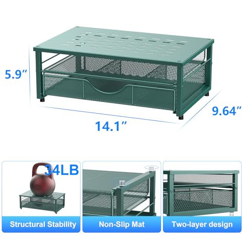 gianotter Computer Monitor Stand Riser, office organizer with Drawer, Office Organizers Storage for Classroom Office Supplies (Dark Green) - color: Dark Green