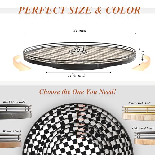 21" Black and White Kitchen Lazy Susan Turntable, Round Checkered Decorative Tray, Large Lazy Susan for Dining Table Centerpiece, Pantry, Kitchen, Bathroom, Countertop, Cupboard, Home Decor - color: Black & White, size: 21 inches