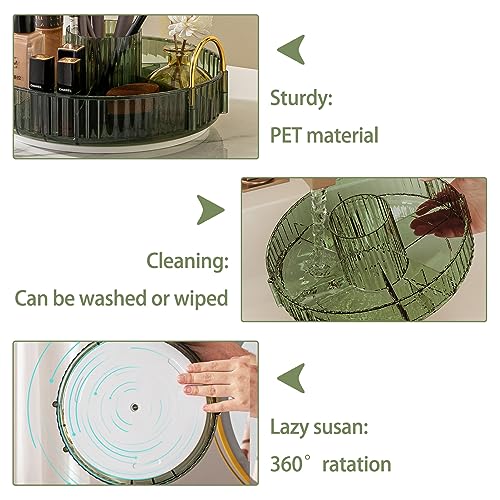 shuang qing Rotating Makeup Organizer for Vanity, High-Capacity Skincare Clear Make Up Storage Perfume Organizers Cosmetic Dresser Organizer Countertop 360 Spinning (Green, New-3 Tier) - color: Green, size: New-3 Tier