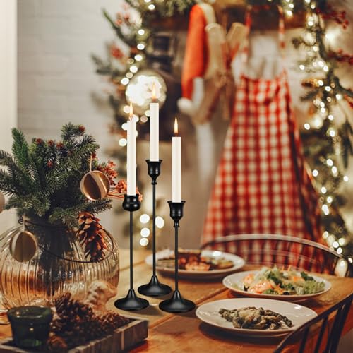 Candlestick Holders Taper Candle Holders, Set of 6 Metal Candle Holder for Candlesticks Black Candelabra Easter Vintage Candle Stick Candle Holder for Fireplace Party Dining Home - color: 6 Pack Black