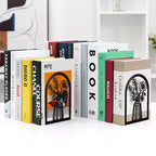 3 Pair Metal Bookends,Decorative Book Ends for Shelves,Non-Slip Book Stopper for Heavy Books,Flower Shelf Holder for Home School Office