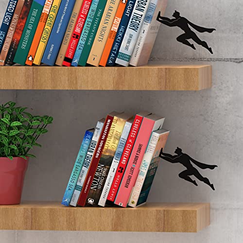 Artori Design Book Ends to Hold Books Heavy Duty - Hidden Metal Bookends for Shelves Desk - Bookend Book Holder for Home Decorative - Gift for Book Lovers and Home Décor (Book&Hero - Set of 2) - color: Book&hero - Set of 2