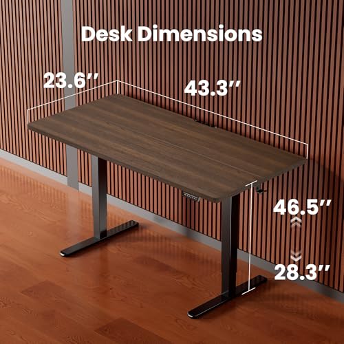ErGear Height Adjustable Electric Standing Desk, 44 x 24 Inches Sit Stand up Desk, Memory Computer Home Office Desk, Dark Walnut - color: Dark Walnut, size: 43.3 X 23.6 Inches