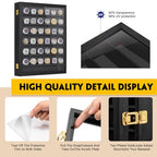 Championship Ring Display Case, 36 Ring Posts Sports Ring Display Case Wooden Shadow Box for Baseball Basketball Football Softball Award Rings Fan Souvenirs