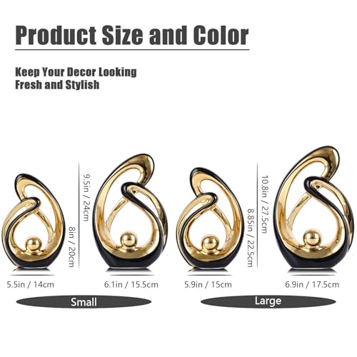 XMGZQ Home Decor Accent,Porcelain Art Mid Century Bookshelf Decorations,Gold Centerpieces for Tables,Abstract Ceramic Statue Sculpture for Coffee Table Mantel Tv Stand Centerpieces (Black, Small) - color: Black, size: Small