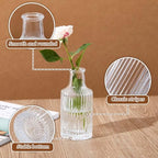 12 Sets Mini Small Vases for Flowers Bulk Glass Ribbed Bud Vases Set for Centerpiece Table Decorative Wedding Reception, Housewarming Gift Holiday Christmas