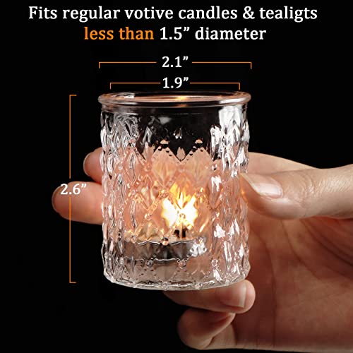 NITIME 12pcs Votive Candle Holders, Clear Glass Candle Holder in Bulk, Tealight Candle Holder for Wedding Decor, Table Centerpiece, Home Decor and Holiday Decor - color: Clear