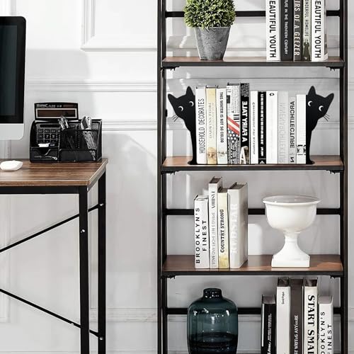 2 Sets Peeping Cat Bookends,Metal Cat Book Ends for Heavy Books for Shelves Decorative,Bookshelf Decor Home Office Desk for Cat Lover Gifts Black (Cat 2PCS) - color: Cat 2pcs
