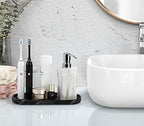 Luxspire Bathroom Vanity Tray Kitchen Soap Tray, Oval Toilet Tank Tray, Bathroom Countertop Organizer Tray for Jewelry Perfume Soap Dispenser Candle - 9.8 Inch, Matte Ink Black - color: Ink Black, style: Small