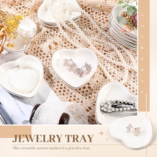 Shappy 12 Pcs Ceramic Jewelry Tray 4.5 in Ring Dish Bulk Decorative Trinket Dish for Bridal Christmas Birthdays Gifts - style: Heart