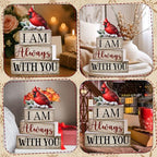 4 Pieces Cardinal Gift Decorations Wooden Red Cardinal Sign for Loss of Loved One Tiered Tray Decor I Am Always with You Sign Sympathy Remembrance Memorial Gifts for Home Kitchen Shelf Tabletop - style: Cardinal