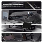 ULTRARM Moodular Wooden Monitor Stand 45.6” (116cm) Large Desk Organizer with Metal Slide Rails for Drawer, Tray, Laptop, Tablet, Phone & Headphones Customizable Riser for Organized Workspace Black