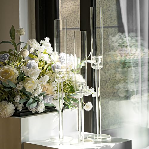 Vincidern 6-Piece Clear Acrylic Taper Candle Holder Set, Candlestick Stands for Table Centerpiece, Wedding, Party, Holiday Decor - color: Clear-6pcs (Fat)