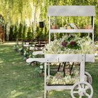 Sunnydaze Flower Cart Display Stand with Wheels - Dessert Candy Cart - Market Flower Display Stand - 2 Shelves - Fir Wood - White - color: White
