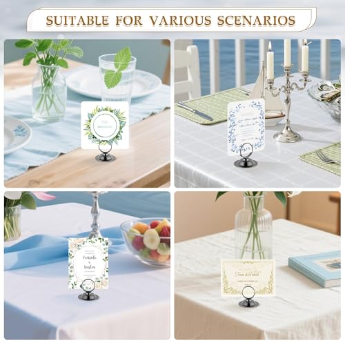 Urban Deco 16 PK Table Card Holder Place Card Holders Steel Card Holders for Photos, Food Signs, Memo Notes, Weddings, Restaurants, Birthday (Black) - color: Black
