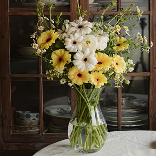 DARENYI Clear Flower Vase, 4.5" Dia 9" H Crystal Transparent Glass Vase Modern Decorative Vase for Flowers, Glass Flower Posy Holder for Home Office Centerpiece Decor - size: 4.5" Dia 9" H