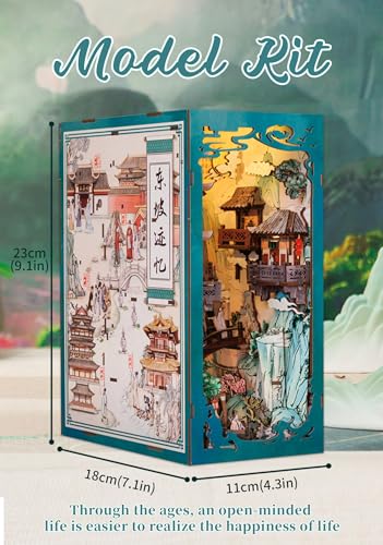 Fsolis Book Nook Kit, DIY Miniature House Kit 3D Wooden Puzzles Craft Kit for Adults Bookshelf Nook Decor Decorative Bookend for Women Teenagers and Book Lovers (Su Dongpo) - style: Su Dongpo