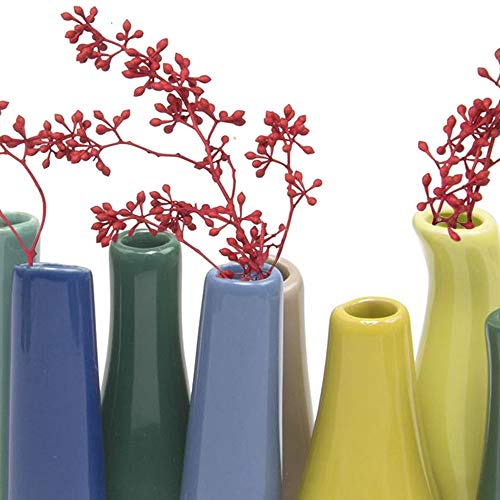 Chive - Pooley 2, Ceramic Flower Vase, 8-Tube Shape (Green) - color: Green