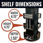 Rotating Display Stand, 3 Tier Wooden Organizer, 4-Sided Display Rack, 360 degree Spinning Multi-Pocket Tabletop Display Stand for Coasters, Stickers, Retail, Showcase, Tradeshow, 17”H, Ebony Color - style: EBONY