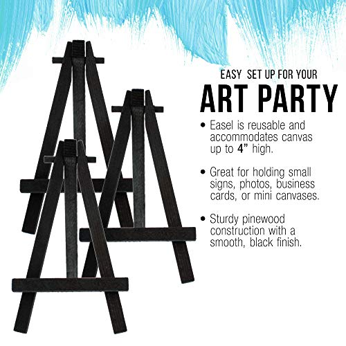 U.S. Art Supply 5" Mini Easel (6 Pack) - Black Wooden A-Frame Tabletop Display Stand, Mini Easel Stand - Small Easels for Display, Small Canvases, Crafts, Business Cards, Signs, Photos, Gifts