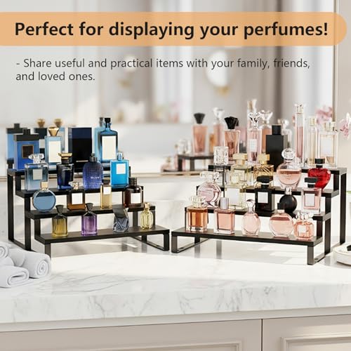Thyle 4 Pack 13.8" Wood Tiered Display Stand 4 Tier Wooden Cupcake Display Riser Wedding Cupcake Shelf Cologne Stand for Men Vendor Booth Organizer Shelf for Wedding Bridal Shower Graduation Party