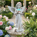 Angel Garden Statue Outdoor Decor, Angel Garden Figurine Hold Dove with Solar Lights Waterproof Resin Yard Art Decoration Lawn Ornament Sculpture for Outside Patio Yard Gift - style: Dove