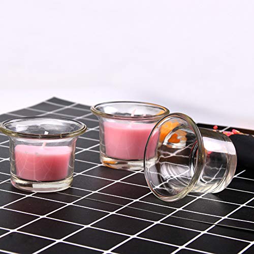 2Pcs Round Clear Glass Cups Votive Candles Cup Holder Empty Small Cup for DIY Candles Aromatherapy Making, Birthday Party, Wedding Decorations and Dinner Centerpieces, 64 x 45MM