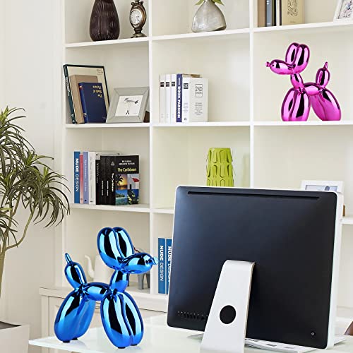 Balloon Dog Sculpture Modern Home Decor Collectible Figurines Funky Statues for Bedroom Trendy Animal Decor for Coffee Table Living Room Decor, 11.8*11.8*4.7inch, Blue - color: Blue, size: 11.8*11.8*4.7inch