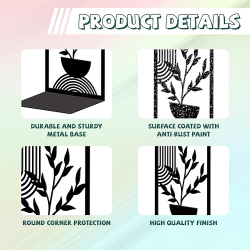 Peacoblue Metal Bookends for Shelves, Modern Decorative Heavy Duty Study Book Ends Stoppers for Office, Desk, Shelf, Room 5.3"x4.3"x7.9" Cast Iron Simple Tall Bookends 1 Pair (Bohemian Leaves) - style: Bohemian Leaves