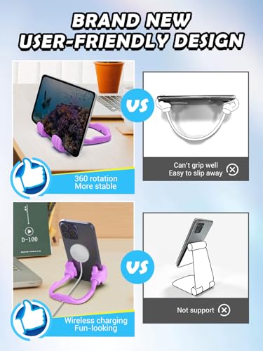 Stocking Stuffers for Teens Girls Adults Cell Phone Stand: Upgrade Adjustable Thumbs Up Lazy Phone Holder for Desk Cool Gadgets Fun Birthday Gifts Ideas for Kids Teenager Women Gifts for Christmas - color: Bright Purple