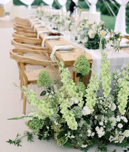 8PCS Delphinium Artificial Flowers Larkspur Fake Green Flowers 33.5in Long Stem Faux Silk Flowers for Tall Vases for Home Wedding Floral Arrangement Centerpiece Table Decorations (Light Green) - color: Light Green