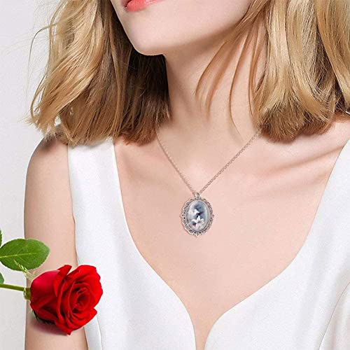 PH PandaHall 60pcs Bezel Pendant Blanks Settings - 30pcs Oval Pendant Trays Photo Charms with 30pcs Glass Cabochons for Wedding Brides Bridal Bouquet Charm Necklace Jewelry Making, 25x18mm (Pack of 2) - size: Tray: 25x18mm (Pack of 2)