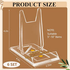 6 Pack Clear Acrylic Adjustable Desktop Book Stand & Display Easel for Tablet Phone Clutch Bag Plate Artwork Magazine Picture Comic Album CD Postcard - Home Office Back to School