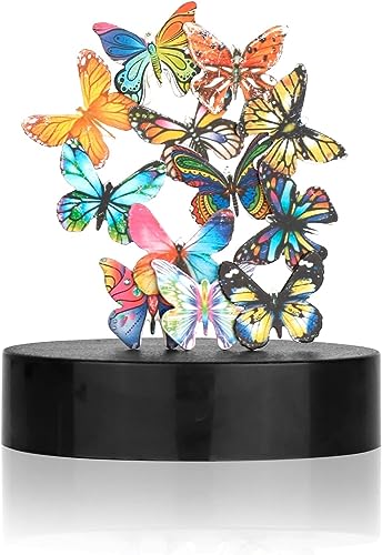 Desk Toys for Office for Adults Desktop Magnetic Butterflies Sculpture Desk Decorations for Women Office (Circular Base) - size: Circular Base