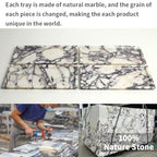 Natural Marble Tray, Coffee Table, Food, Fruit, Paper Cup, Cake Display, Coffee bar, Family Gatherings, Seasonal Holiday Decoration Tray(Viola-rectangle-11 x5 x0.7) - color: Viola-rectangle-11"x5"x0.7"