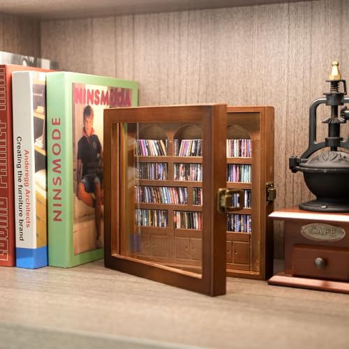 Anxiety Bookshelf – Mini Books Display for Stress Relief and Fun Decor, Perfect Decorative Miniature Library for Book Lovers, Ideal for Home Decor, Office Décor, and Thoughtful Gift - Walnut - color: Walnut