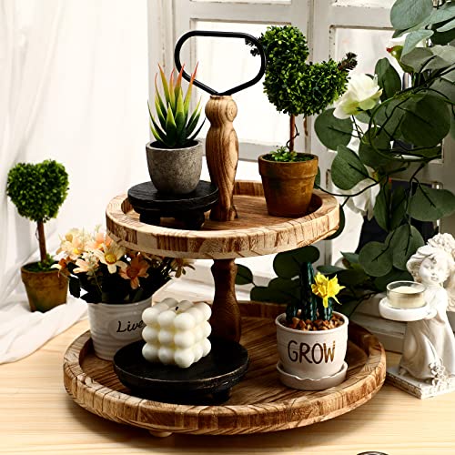Amyhill 3 Pcs 8/6/4 Inch Wooden Risers for Display Wood Pedestal Stand Mini Tray Stand Round Wooden Pedestal Holder Rustic Riser for Decor Tiered Tray Decor Home Kitchen(Black) - color: Black, size: 8/6/4 Inch