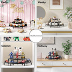 3 Tier Risers Display Stand,Wooden Cupcake Holder Stand,Rustic Cologne and Perfume Organizer for Women,Dessert Table Display Set for Party (Black) - color: Black