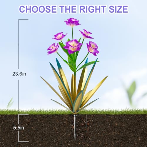 Homight Metal Agave Plant Outdoor Decoration Outdoor Garden Decoration Daffodils Flowers Mexican Yard Art Daffodils Flowers Decorative Garden Gift (2 Big Purple Daffodil) - color: 2 Big Purple Daffodil