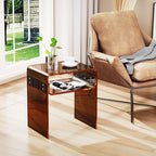 Clear Acrylic End Table 2-Tier Bedside Nightstand for Living Room Bedroom (1, Dark Brown) - color: Dark Brown