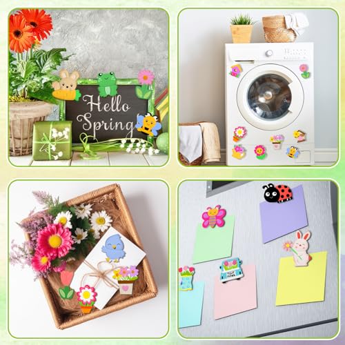 WinnerWhy 24 Set DIY Spring Garden Ceramic Crafts Kit Paint Your Own Figurines Ready to Paint Bisque Figurines Crafts Arts with 24 Magnets 4 Brushes and 2 Palette Ceramic Painting Kit for Adults - style: Flower