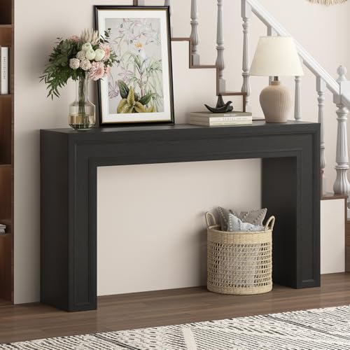 Rresyet 55 Inch Long Console Table, Sofa Table Behind Sofa, Entryway Table, Farmhouse Entryway Table for Entry, Hallway, Living Room (Black) - color: Black
