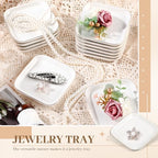 Shappy 12 Pcs Ceramic Jewelry Tray 4.5 in Ring Dish Bulk Decorative Trinket Dish for Bridal Christmas Birthdays Gifts - style: Square