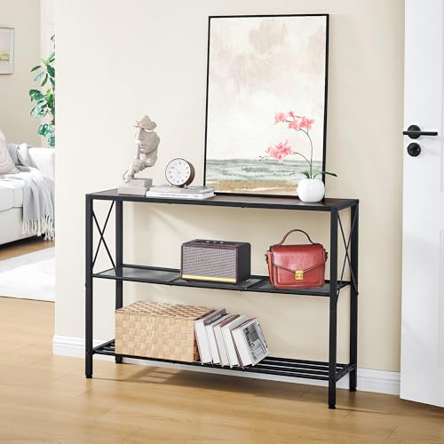 Hoctieon Industrial Console Table, 3 Tier Entryway Table, Hallway Table, Narrow Sofa Table with Shelves, Entrance Table for Entryway, Living Room, Foyer, Hallway, Office, Grey - color: Grey