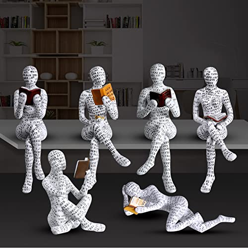 Reading Lady Statue, Lady Statue Decorative Female Figurine Thinker Statue Aesthetic Sculpture for Room, Bookshelf, Desk, Modern Abstract Decor - style: D