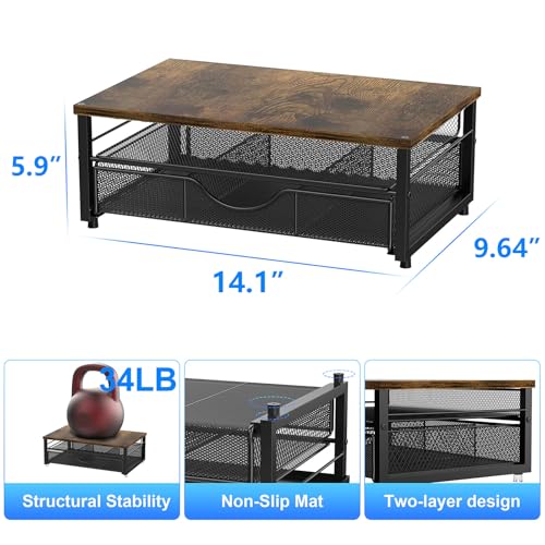 gianotter Computer Monitor Stand Riser, office organizer with Drawer, Office Organizers Storage for Classroom Office Supplies (Wood) - color: Wood