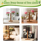 XXXFLOWER Plant Terrarium Wooden Stand, Hydroponic Planter Bulb Glass Metal Swivel Holder Retro Air Plants Water Plants for Home Office Decoration,Gifts for Plant Lover Wife Mom- 2 Love Bulb Vase - size: 2 Love Wooden Stand