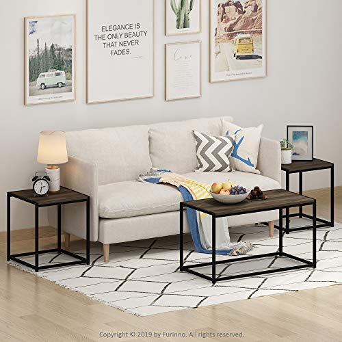 Furinno Camus Modern Living Room Coffee Table with 2 End Tables Set, Columbia Walnut - color: Columbia Walnut, size: 3 in 1