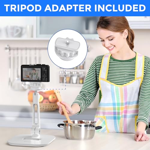 AboveTEK Tablet Stand Holder, Stylish Aluminum iPad Stands, Foldable 360° Swivel iPad iPhone Table Stand Holder fits 4-11" Tablets/Smartphones for Kitchen Bedside Office POS Showroom Reception (White) - color: White, size: 4"-11"